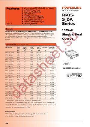 RP15-1205SA datasheet  